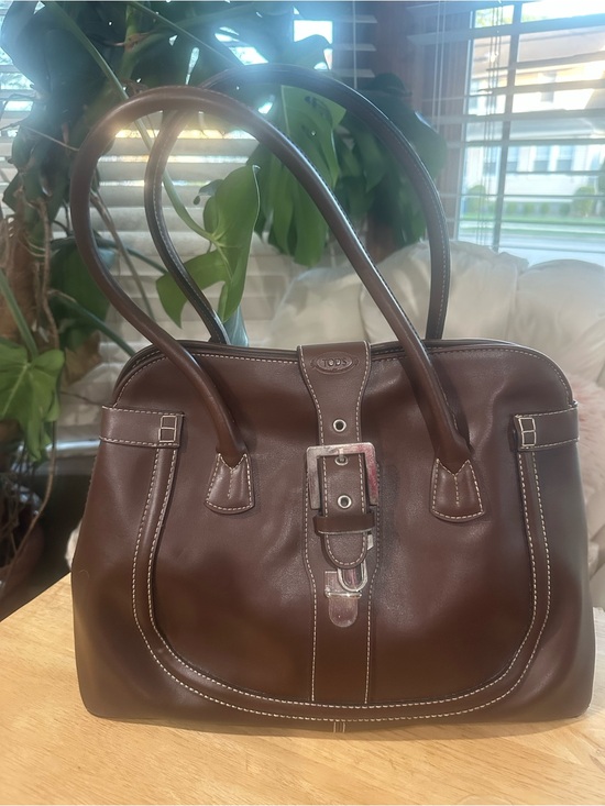 Tod's Handbags - Tod's Dark Brown Leather Buckle Tote